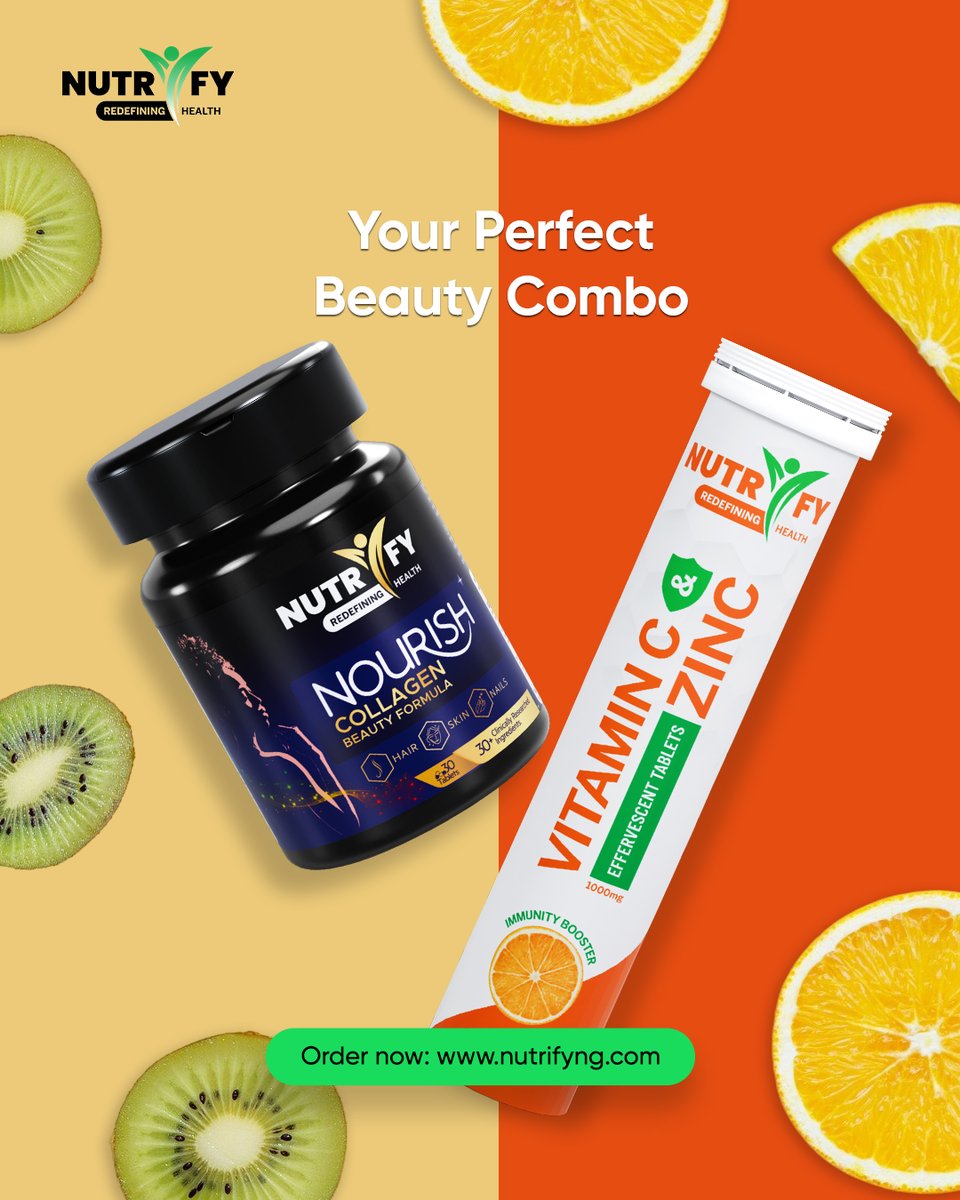 NutrifyNigeria's tweet image. Get the best glow with our Nourish Collagen + Vitamin C & Zinc!
Visit nutrifyng.com to order now!
#wellnessallround #HealthyHabits #nutrifyNigeria #redefininghealth
#vitaminc #zinc #glow #GlowFromWithin