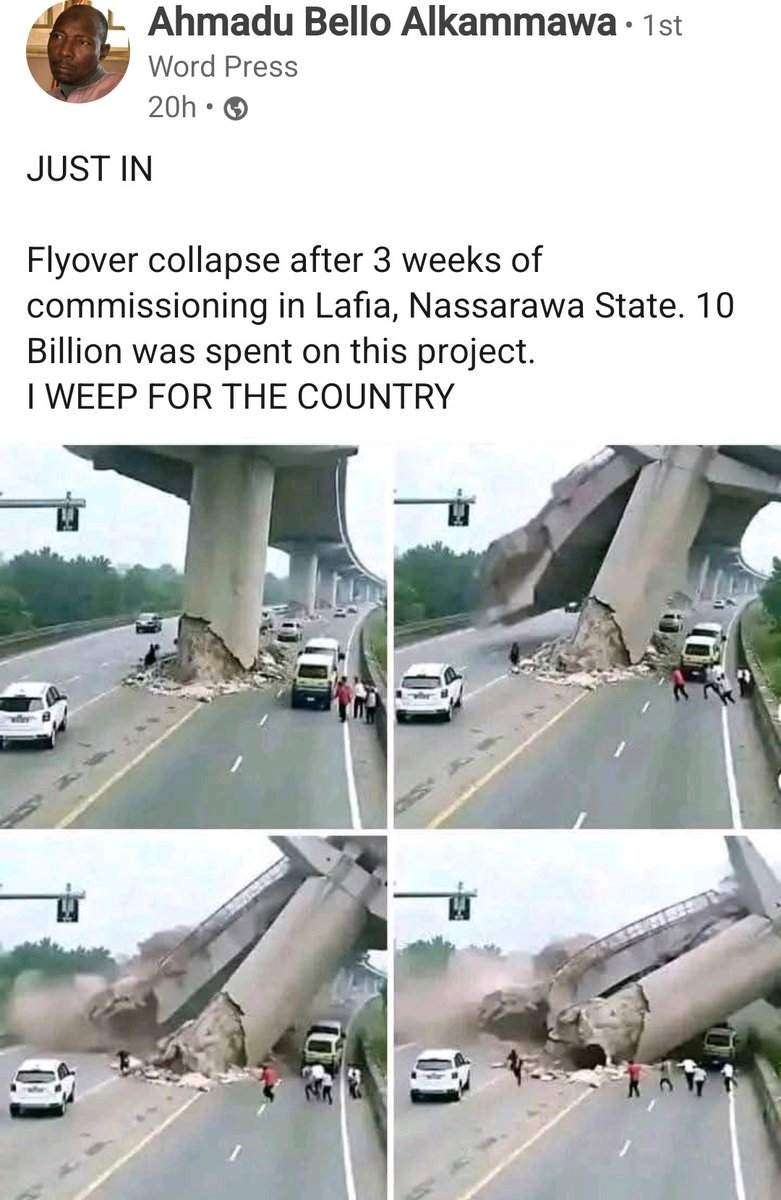 HaleeAbatcha's tweet image. Yes, flyover collapsed in Nasarawa State but not the newly built 16 billion flyover recently commissioned by President Tinubu.
The affected bridge is a 20+ year old Federal flyover in Keffi LGA which callapsed after a heavy duty truck carrying an oversized container struck it.