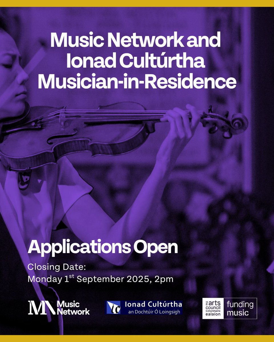CorkCountyArts's tweet image. 🎶Applications have opened for the Music Network and Ionad Cultúrtha Musician-in-Residence in Baile Mhúirne.
👉Deadline September 1st.