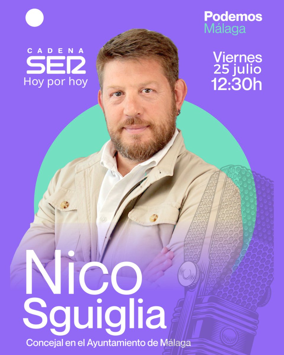 📻 Nuestro concejal Nico Sguiglia HOY en SER Málaga debatirá sobre la limpieza y otros temas de la actualidad municipal 

📡 Síguelo en directo en el 100.4 FM y en la web cadenaser.com/ser-malaga/

⏰ 12:30h