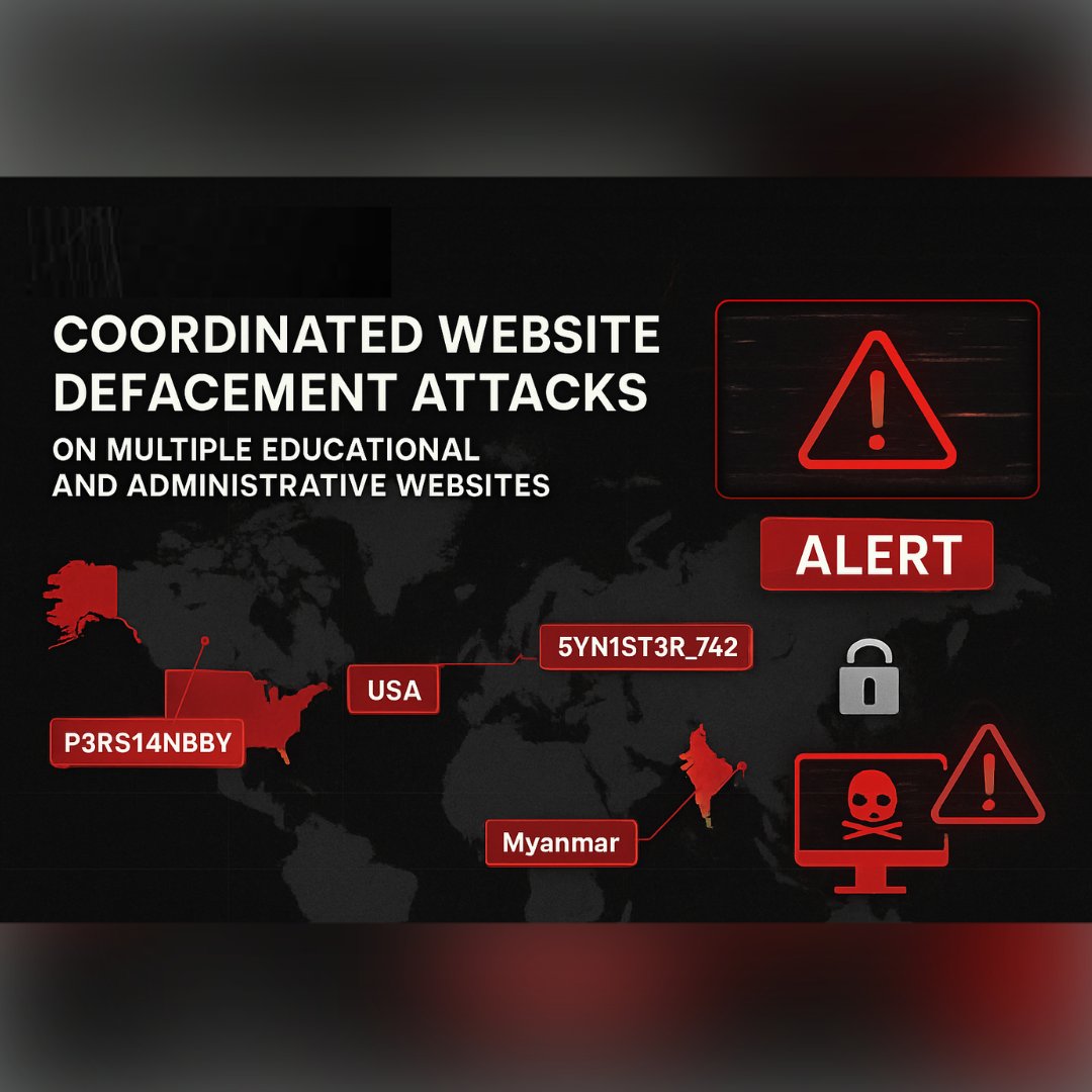 13ijoy's tweet photo. 🚨 Mass Defacement Campaign Against Educational and Administrative Domains Detected via StealthMole: 

🚨Threat Actors P3RS14NB0Y, 5YN15T3R_742, and Team_CC Implicated

Detailed Report : https://t.co/iwVOmk6Tmz

@stealthmole_int @Louishur #today #Cybersecurity #Thailand #NEWS https://t.co/crnW0soMzc
