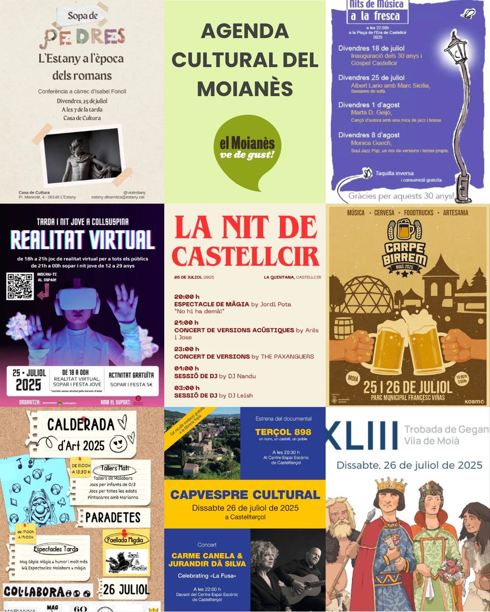 🤔Què puc fer al Moianès aquest cap de setmana?
👉Consulta l'agenda cultural on hi trobaràs activitats per a tothom!
moianesturisme.cat/agendacultural/