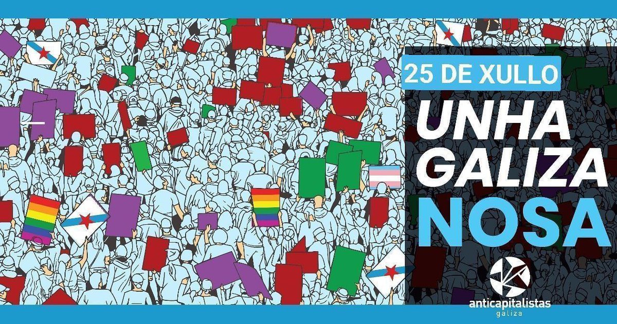 anticapi_GZ's tweet image. Galiza constrúese nas loitas en defensa do territorio fronte ao capital. Na loita feminista e LGBTIQ. Na loita das clases traballadoras pola reapropiación do froito do seu traballo.
Por unha Galiza ceibe, ecosocialista e transfeminista. Por unha Galiza nosa.
#DiaNacionaldeGaliza