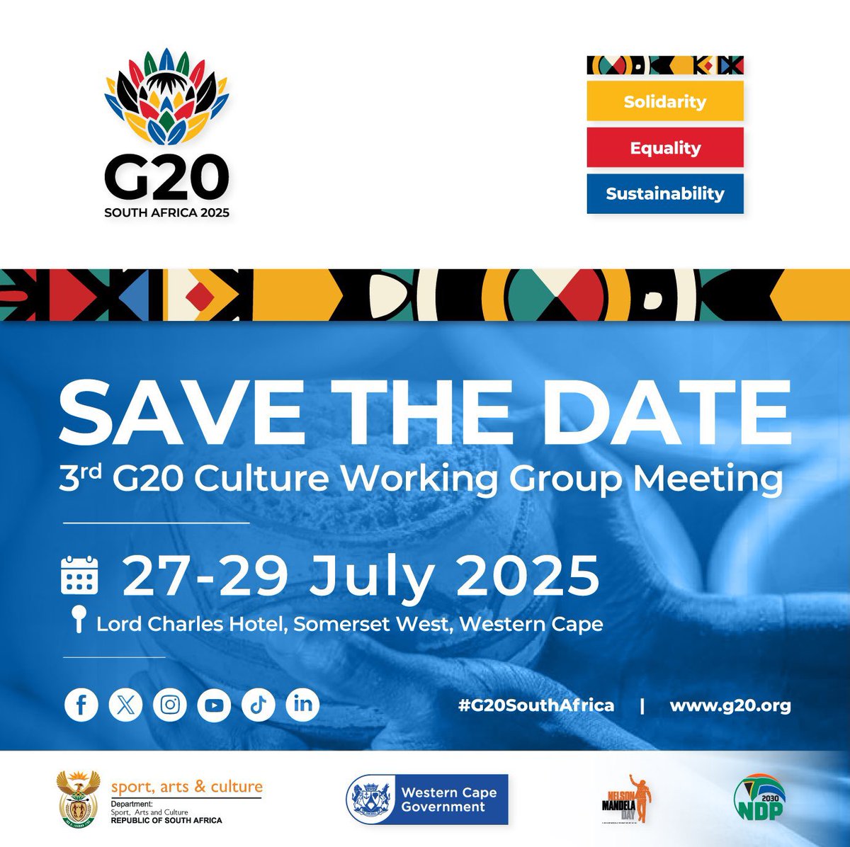 ricardomackenzi's tweet image. We welcoming delegates to the @g20org culture working group at @Airports_ZA in Cape Town.
A great weekend to host the world in Cape Town! 😀✈️🇿🇦