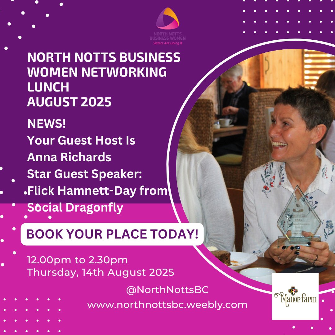 Your Guest Host for August is Anna Richards from Design by Ann and we'll also be hearing from Anna's Guest Speaker, Flick Hamnett-Day from Social Dragonfly.
Book here now to join us all: bit.ly/44BKkuB