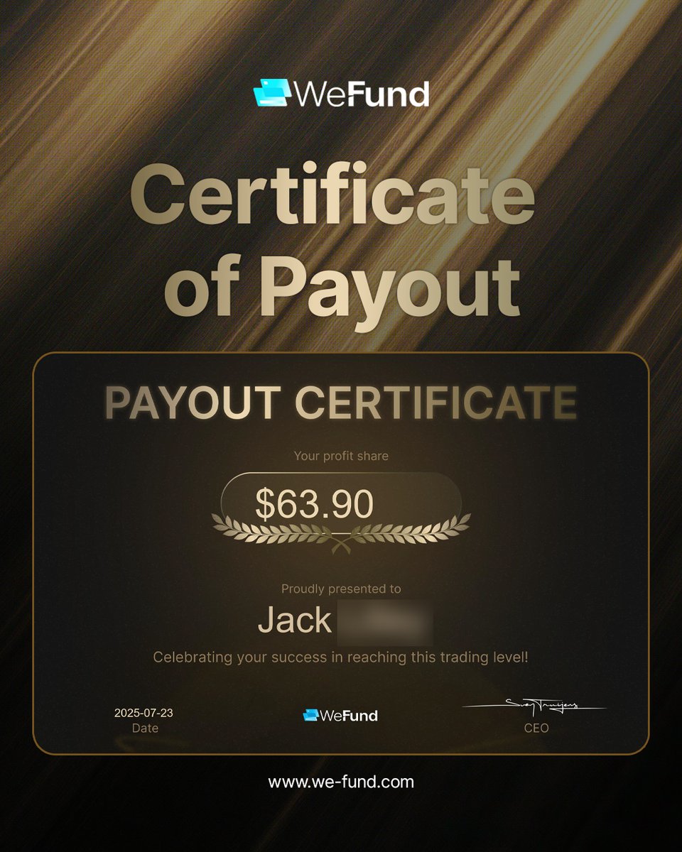wefundofficial's tweet image. 💰 Traders at WeFund are turning ambition into achievements! 💰
Congratulations on reaching this incredible milestone – enjoy your well-deserved achievement! 💙
The target is set: $1,000,000 in payouts this quarter... Will your name be on that list? 👀