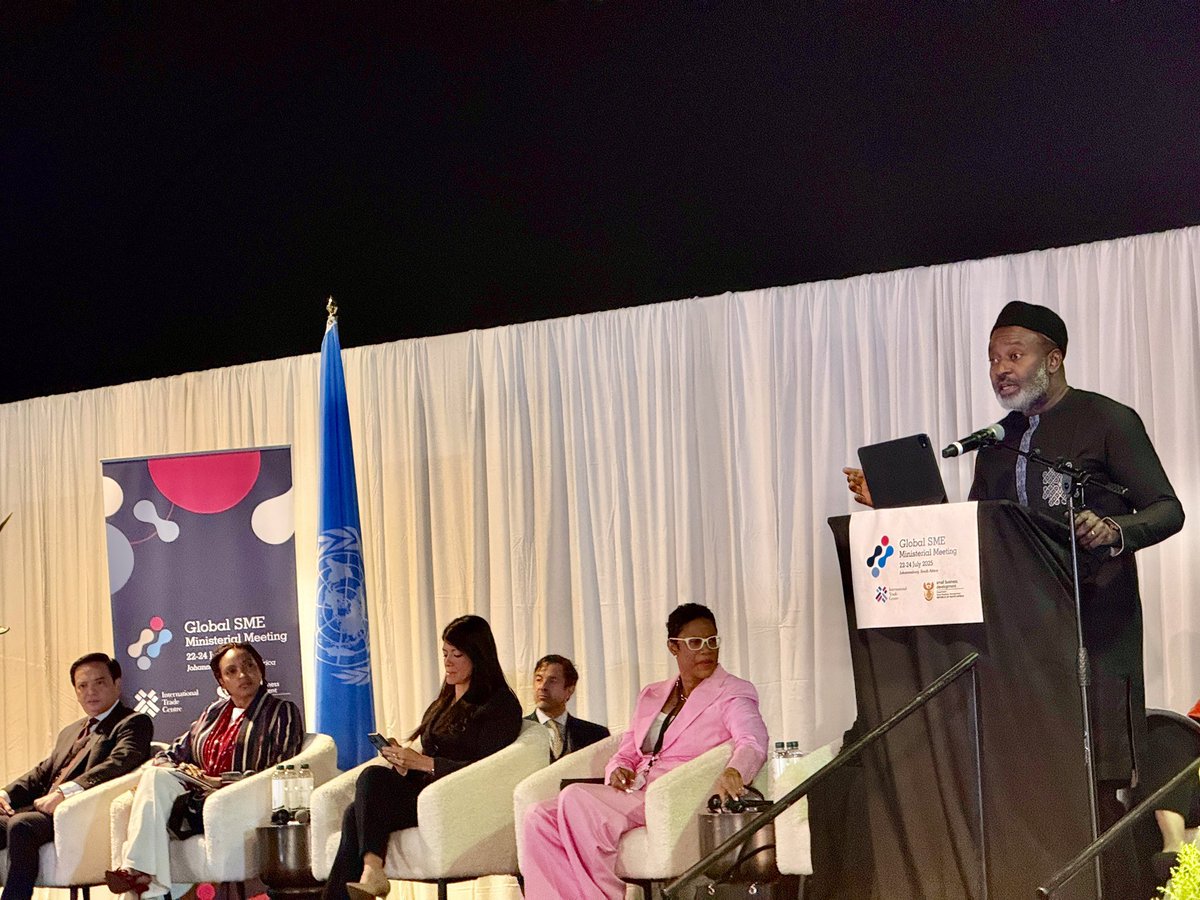 nmuffuh's tweet image. SMEs are the heartbeat of inclusive growth. Let’s amplify their voices &amp;amp; unlock their potential for #SDGs, #Agenda2063 &amp;amp; #Vision2030. 

Welcomed participants and moderated the opening of the first-ever #GlobalSME Ministerial with @ITCnews &amp;amp; @DSBD_SA.

#SMEMinisterial2025 #UNinSA