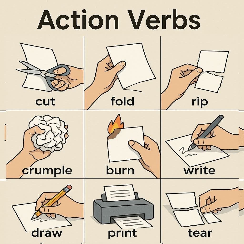HowLearn101's tweet image. Action verbs.