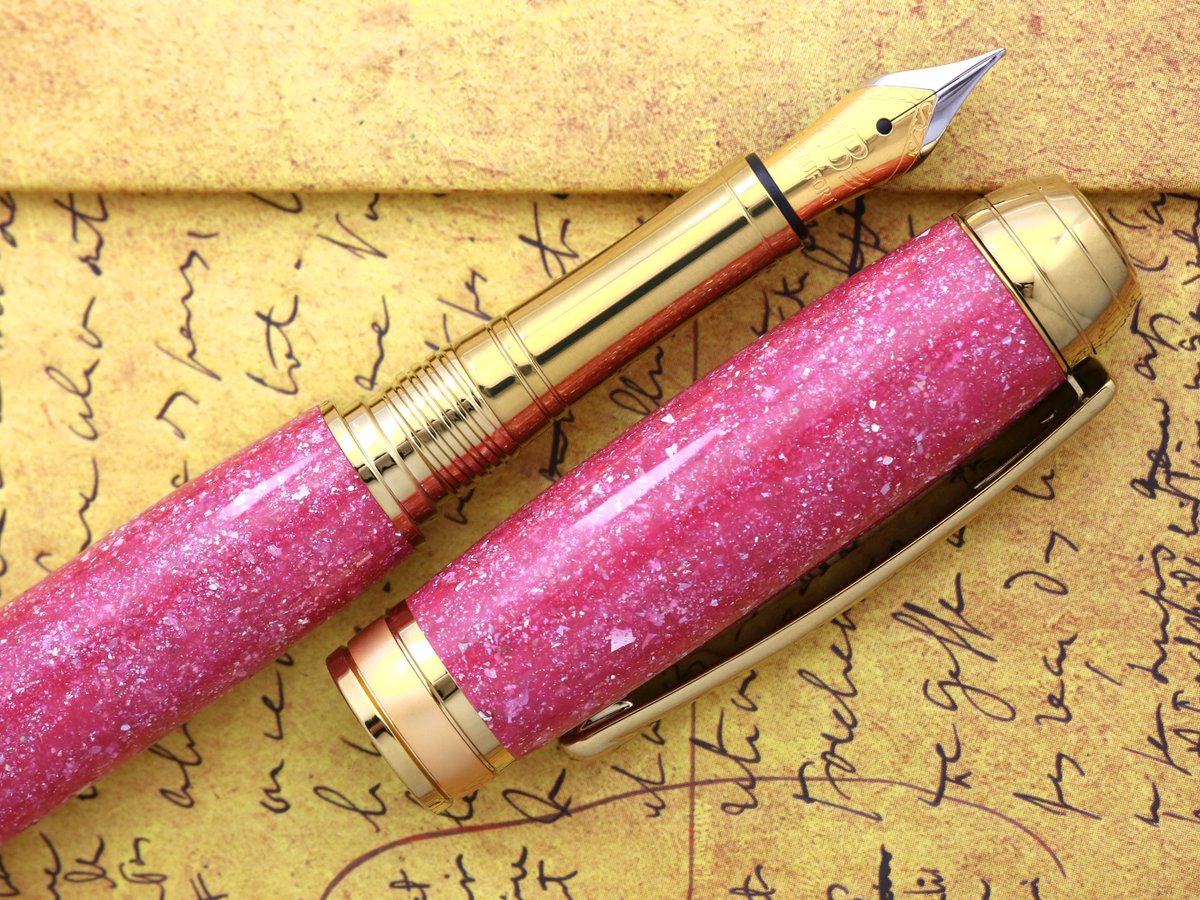 Bens_Bespoke's tweet photo. Pink Glitter Fountain Pen - Engravable &amp; Handmade Diamond Cast Radiance Pink Acrylic with tiny Diamonds - Beaufort 23K Gold Plated Bi-metal Size 5 Nib

Made to order, many nib options available as well as personalized engravings.

https://t.co/i11s1rzC3Z https://t.co/moaDXZpL7s