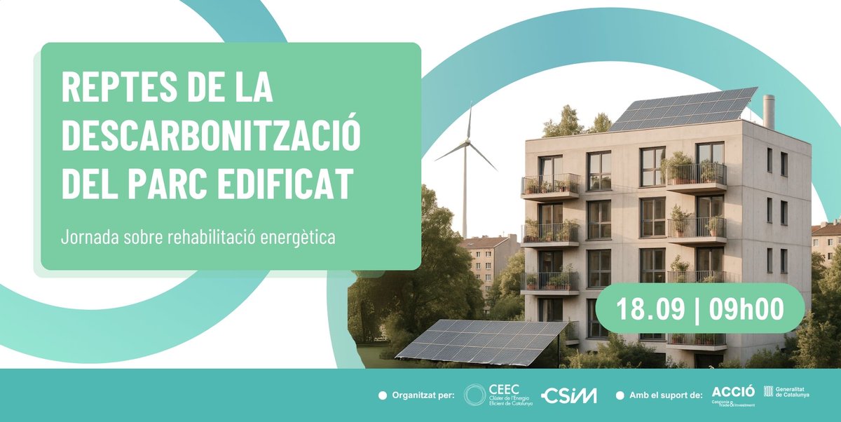 Clúster de l'Energia Eficient de Catalunya (@clusteree) on Twitter photo 🚨 Jornada clau sobre rehabilitació energètica d’edificis!
El pròxim 18 de setembre, el <a href="/clusterEE/">Clúster de l'Energia Eficient de Catalunya</a> i el <a href="/CSIMcluster/">Cluster de Servicios Inmobiliarios</a> et convidem a participar en una jornada clau per al futur del sector de la rehabilitació energètica. 👇
Impulsada pel Grup de Treball d’Edificació Sostenible del 🚨 Jornada clau sobre rehabilitació energètica d’edificis!
El pròxim 18 de setembre, el <a href="/clusterEE/">Clúster de l'Energia Eficient de Catalunya</a> i el <a href="/CSIMcluster/">Cluster de Servicios Inmobiliarios</a> et convidem a participar en una jornada clau per al futur del sector de la rehabilitació energètica. 👇
Impulsada pel Grup de Treball d’Edificació Sostenible del