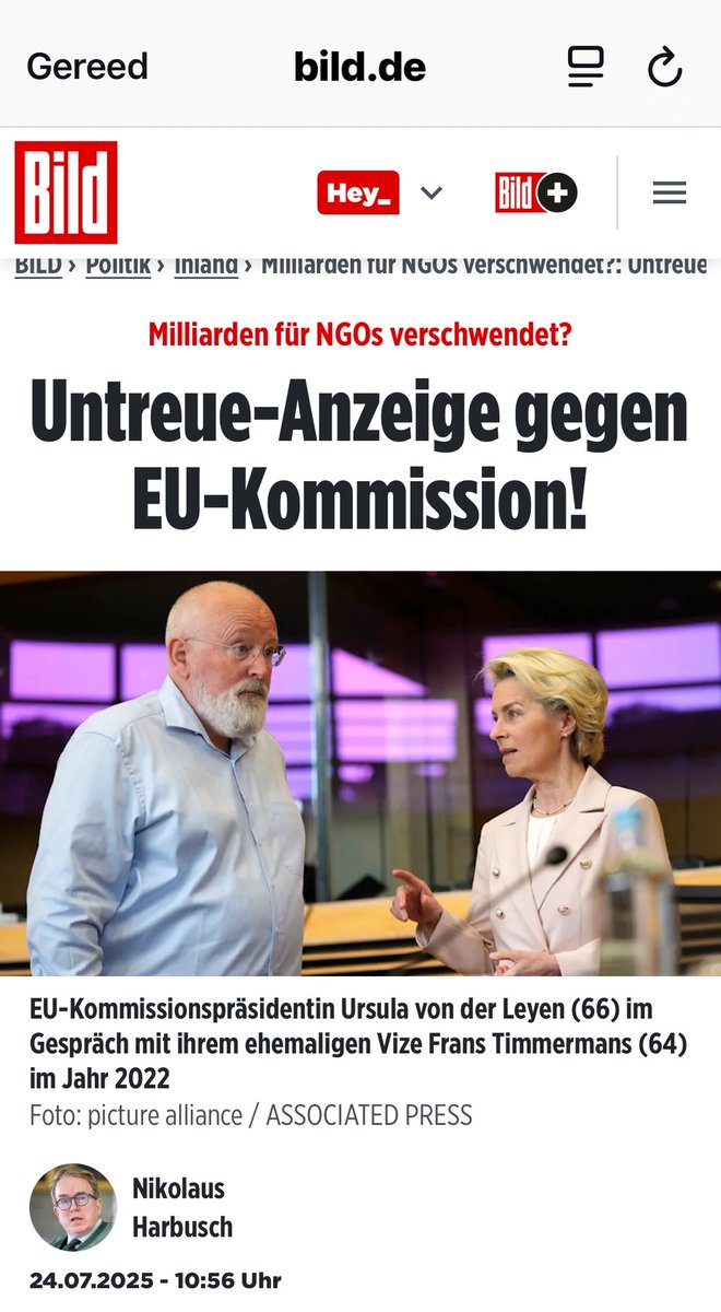 johanneke150's tweet image. In Nederland is het stil, maar in Duitsland niet:
De European Taxpayers’ Association (#TAE) dient strafrechtelijke aanklacht in tegen de voormalige #EU-commissarissen Frans #Timmermans en Virginijus Sinkevičius.
bild.de/politik/inland…