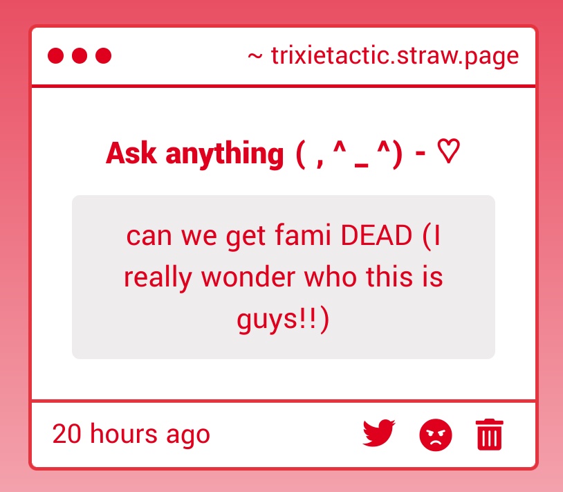 Trixtactic's tweet image. One like for this to NOT happen 🤞 ( I'm still doing it )
trixietactic.straw.page