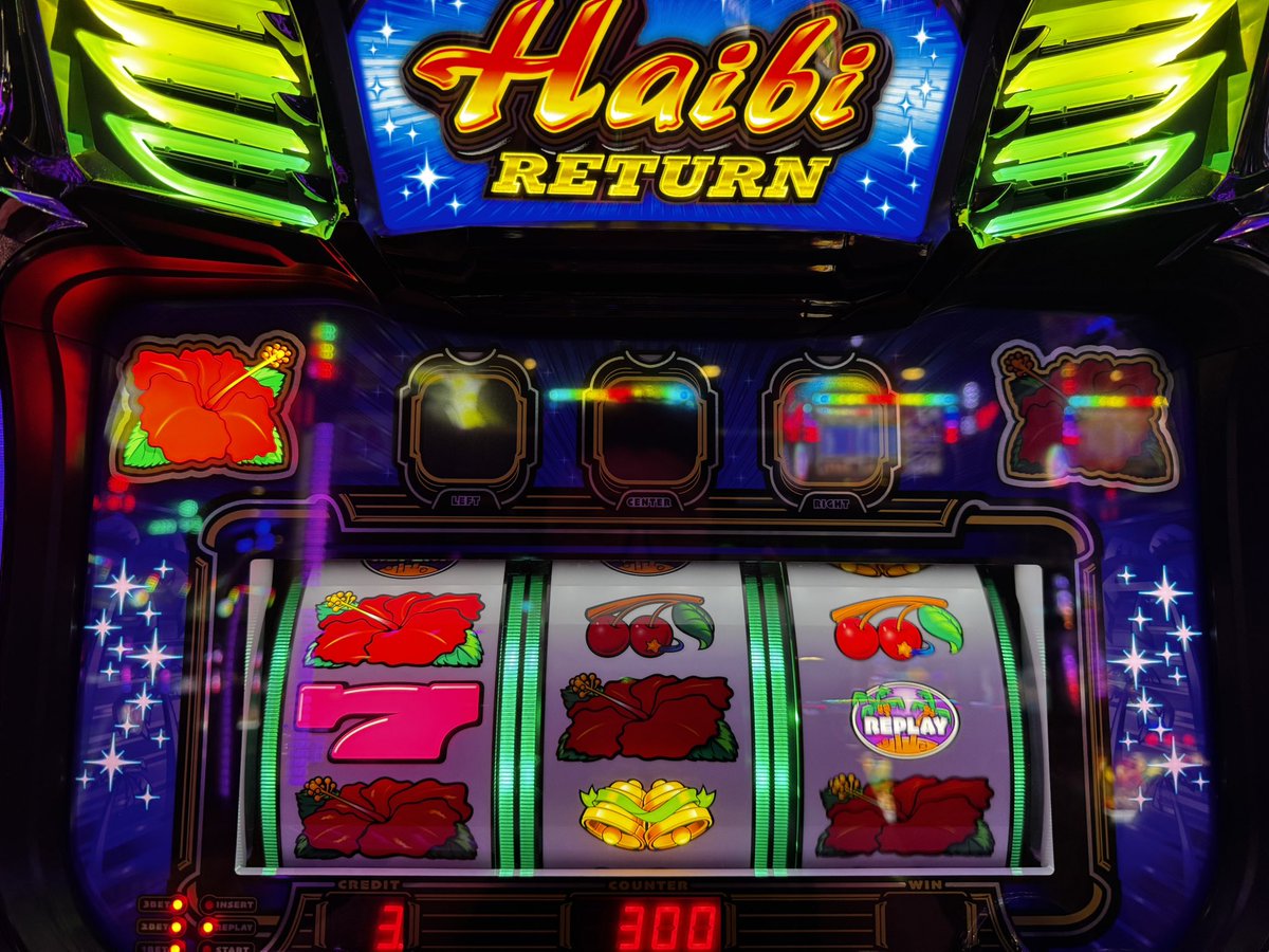 m_fun_slot's tweet photo. 噂の機種【Haibi RETURN】をプレイしてきました。最初はどんどんのまれてましたが…途中から爆発💥してくれました🙌🙌 ハイビスカス🌺が揃って1連決定！
#slot #haibireturn #winer #パチスロ #スロット #ハイビーリターン https://t.co/9vQJ2gY75y