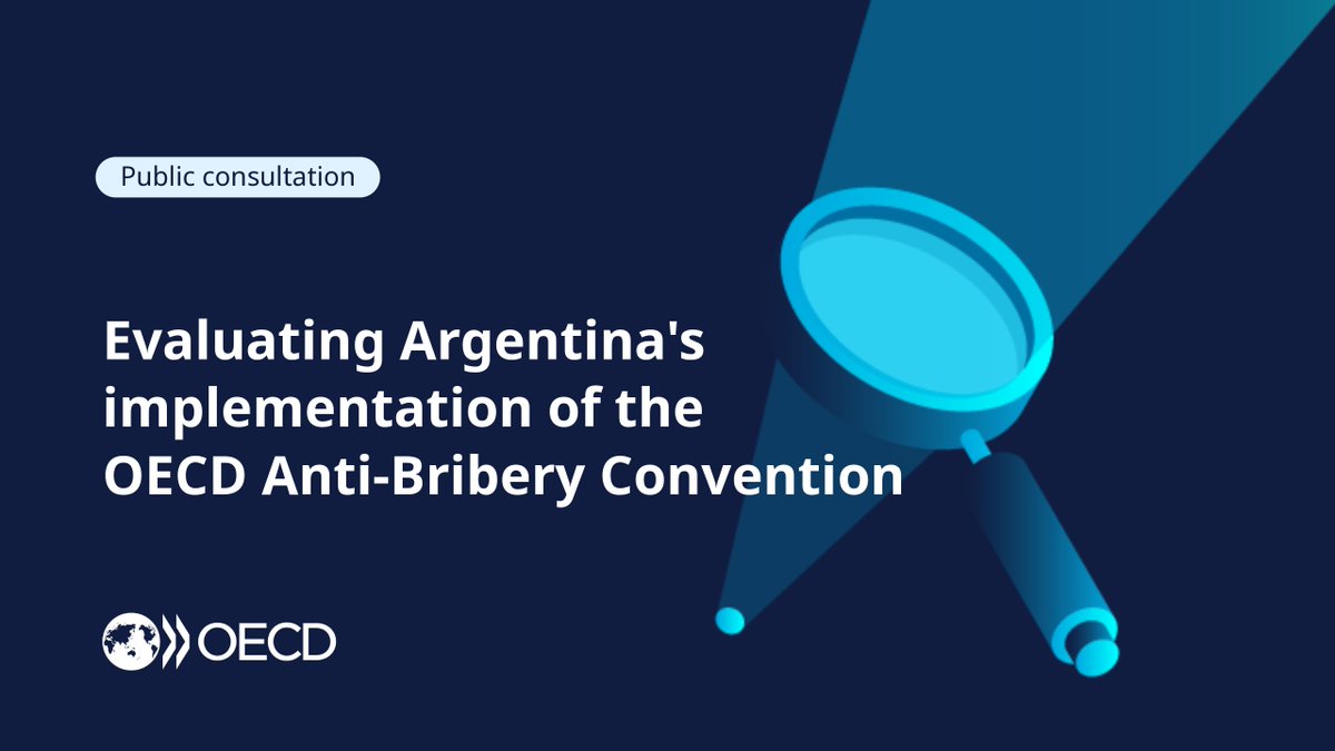 OECD Business and Finance (@oecd_bizfin) on Twitter photo 📢 Call for Contributions
The OECD Working Group on Bribery is conducting a consultation as part of its monitoring of Argentina’s implementation of the OECD Anti-Bribery Convention.
For dates and more details: brnw.ch/21wUq27 📢 Call for Contributions
The OECD Working Group on Bribery is conducting a consultation as part of its monitoring of Argentina’s implementation of the OECD Anti-Bribery Convention.
For dates and more details: brnw.ch/21wUq27