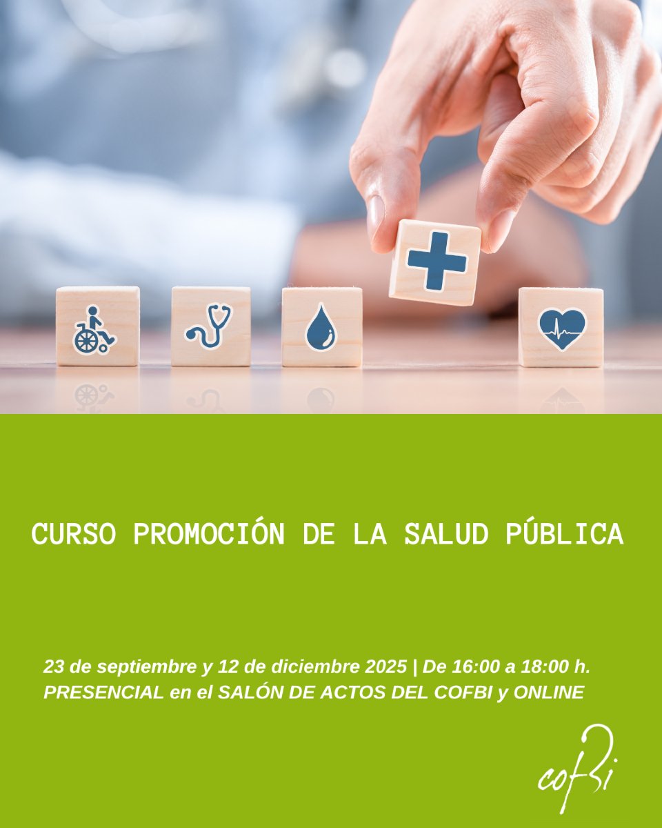 🎓 A la vuelta del verano… ¡nueva formación COFBi!
Apúntate al curso de Promoción de la Salud y potencia tu papel en salud pública con herramientas prácticas y acompañamiento profesional.
🗓️ Fechas: 23 de septiembre y 16 de diciembre
👉 f.mtr.cool/saebcenwjr

#COFBi