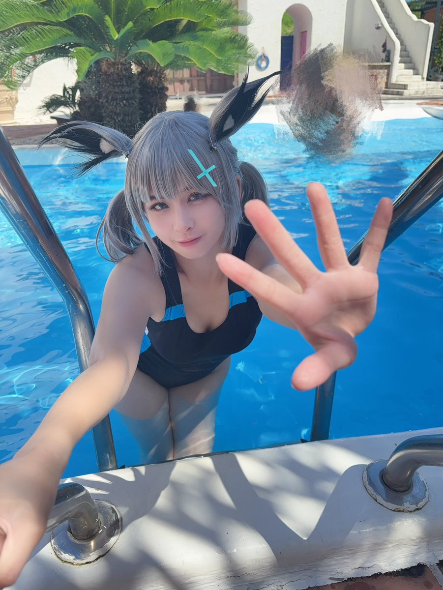 _SENA10007's tweet image. 今日は水着dayでした✌️
ブルアカのシロコとFGOのエレちゃんだよ〜〜！
 #コスプレ  #cosplay