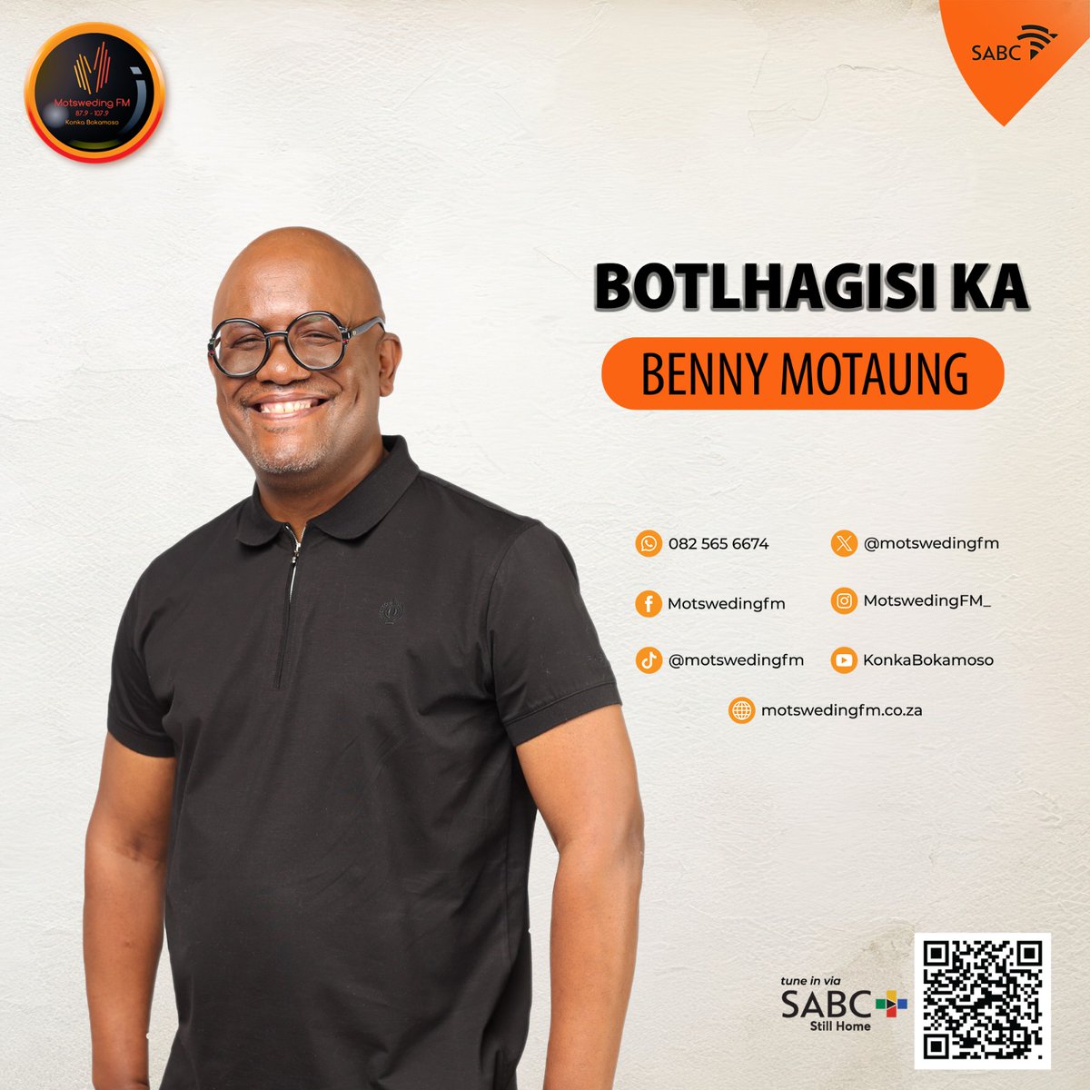 motswedingfm's tweet image. #TadiEAAmusa le Felix Da Cat (Stand In), botlhagisi ka Benny Motaung
☎️: 082 565 6674
🖥️: motswedingfm.co.za
SABC +: sabcplus.com
#MotswedingFM