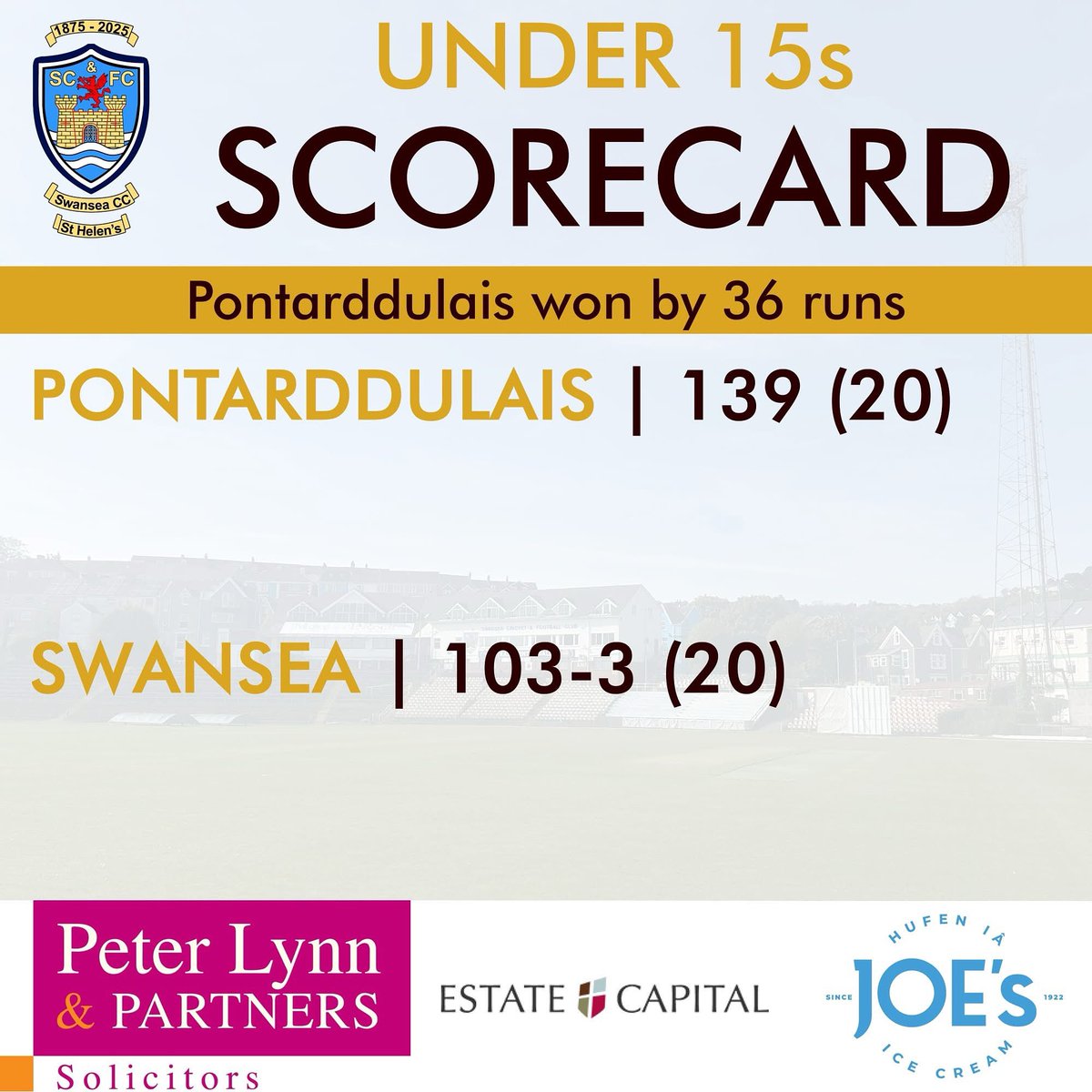 SwanseaCricket's tweet image. 🏏 MATCH RESULT 🦢
15s lose to Pontarddulais, despite some excellent performances from the team from reading the match report! 🦢