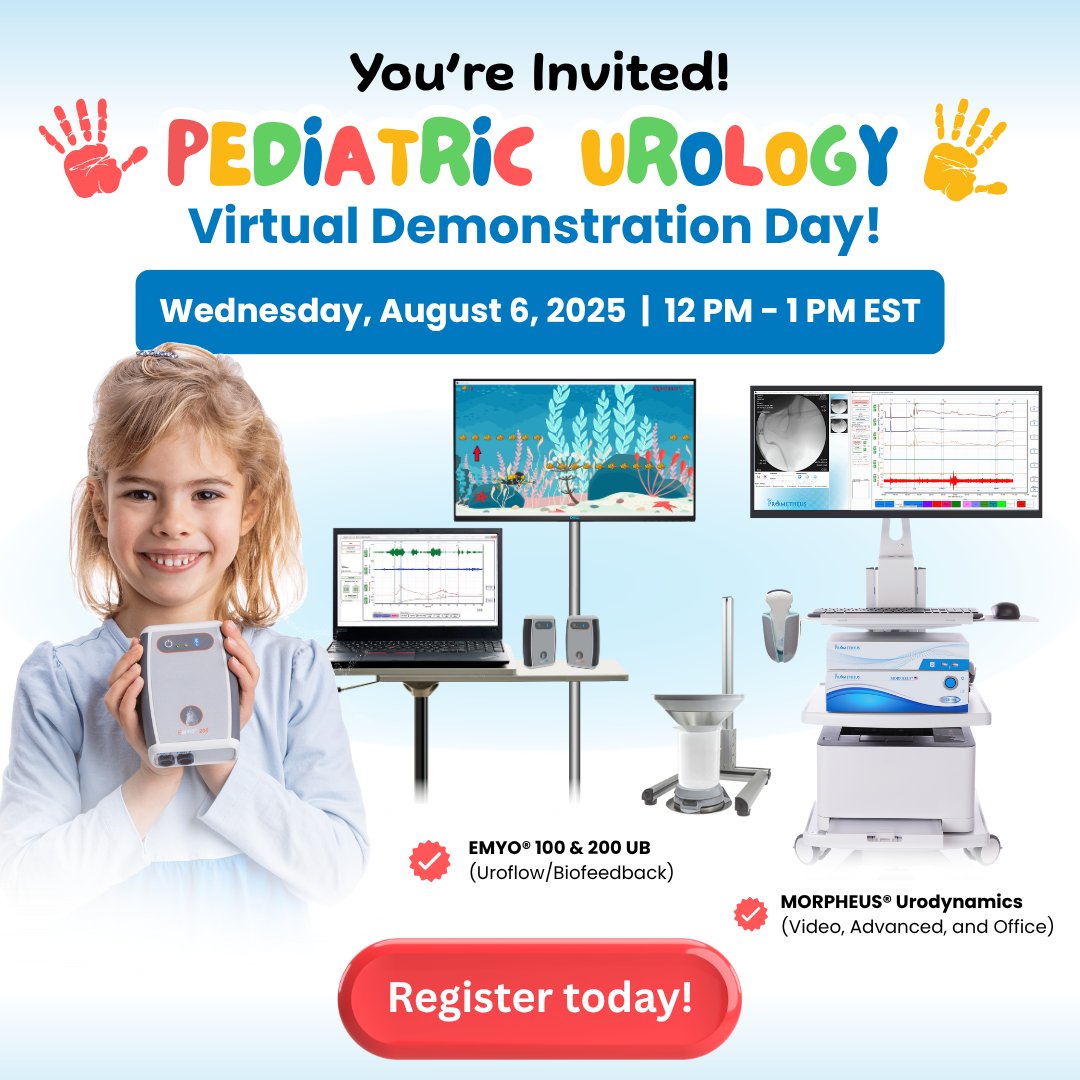 Join us for Pediatric Urology Virtual Demo Day – Aug 6, 12–1 PM EST!

See EMYO® for sEMG, Uroflow &amp; Rehabilitation, and MORPHEUS® Urodynamics for scalable diagnostics.

🔗 Register: tinyurl.com/4kjsjmr2
#PediatricUrology #Urodynamics #PelvicFloor #sEMG
