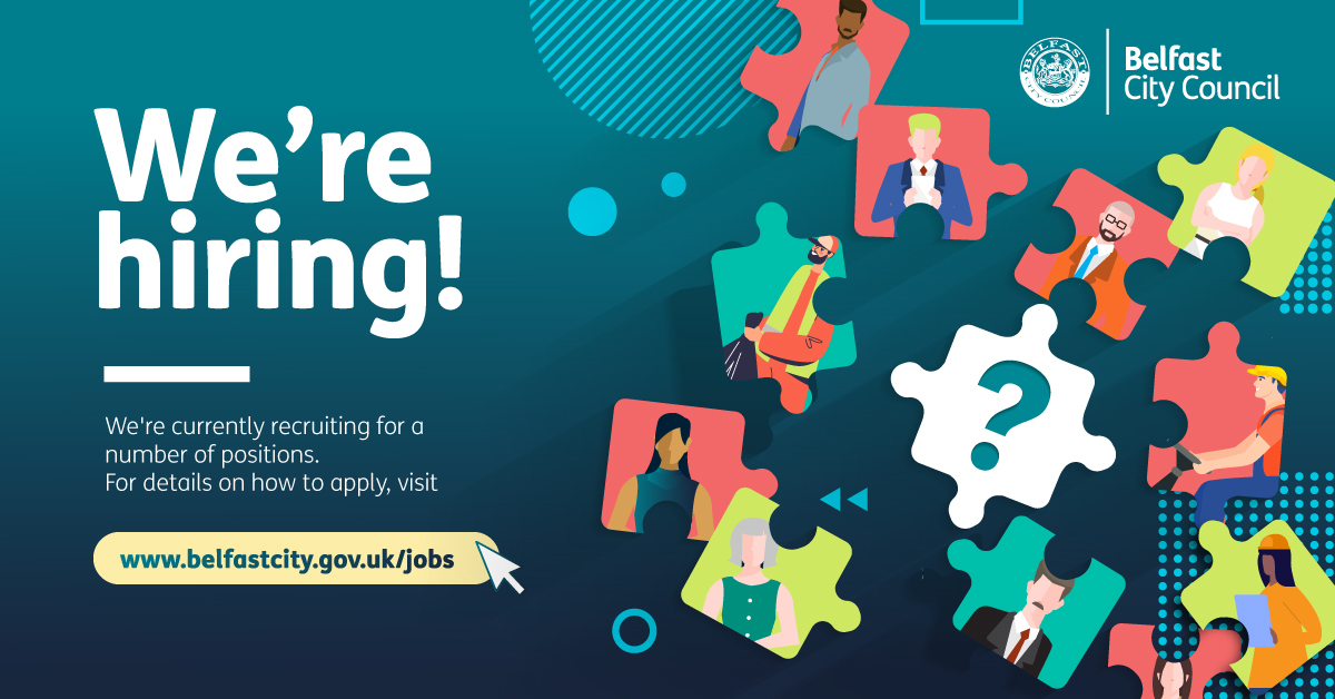 belfastcc's tweet image. Looking for the latest job vacancies with us?
These are posted regularly on our Facebook & LinkedIn pages.
Follow us on Facebook - facebook.com/belfastcitycou…
Follow us on LinkedIn - search for 'Belfast City Council'.