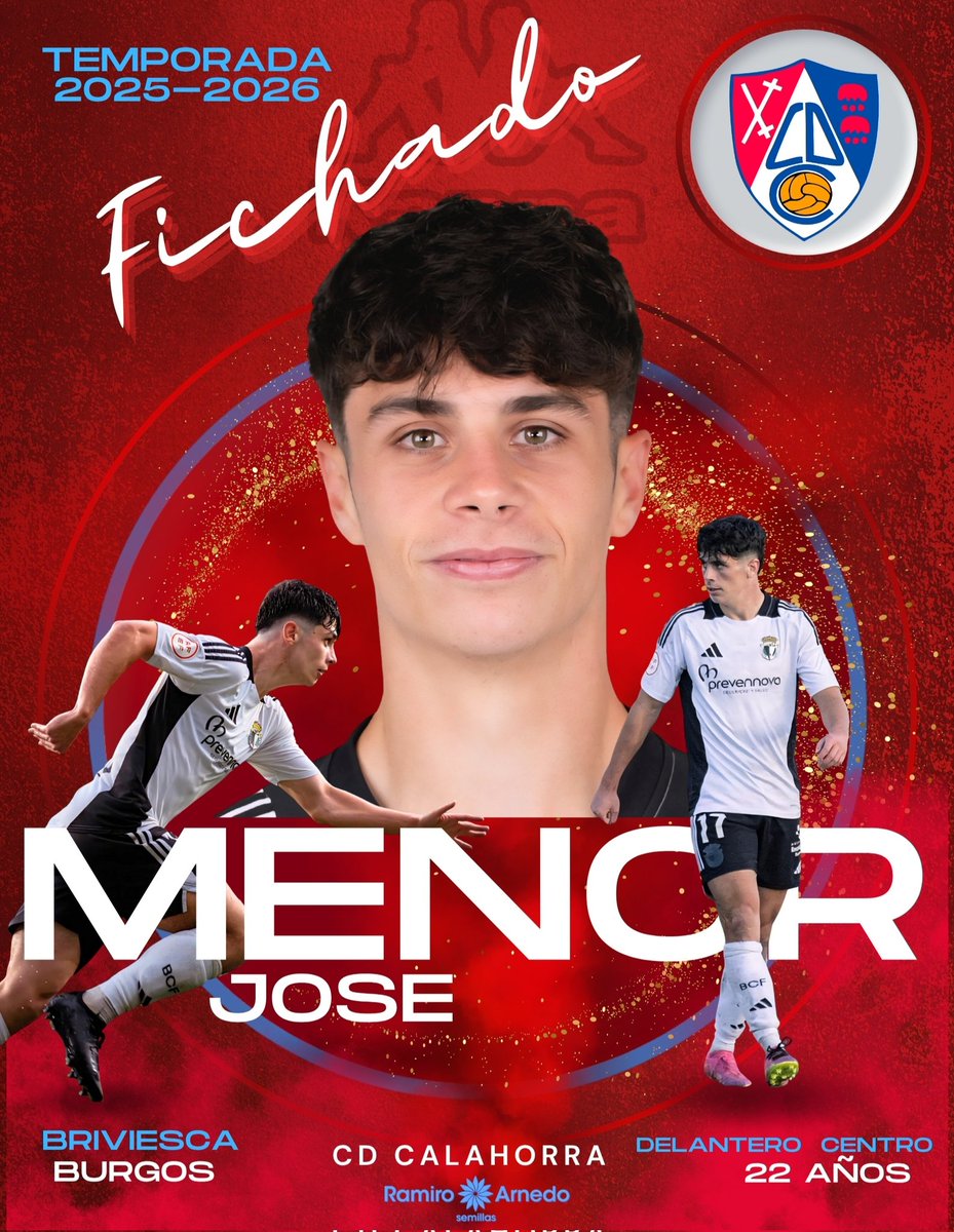 🔴🔵 𝗙𝗜𝗖𝗛𝗔𝗝𝗘 | JOSÉ MENOR 🔴🔵

El CD Calahorra anuncia la incorporación de José Menor, como nuevo delantero.

Proviene del Burgos "B" de 3RFEF, dónde ha logrado el ascenso a Segunda Federación, marcando 10 tantos.

¡Bienvenido José! ✍️⚽