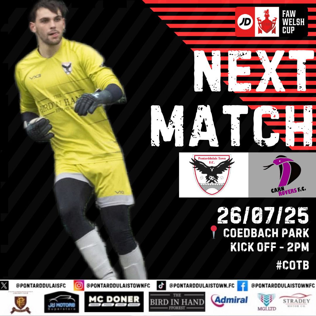 The <a href="/nathanlew22/">Nathan Lewis</a> Era and season start tomorrow as the First Team welcome <a href="/CarnRovers/">Carn Rovers</a> to Coed Bach Park in the Qualifying Round of the #JDWelshCup. Kick off is 2pm, gates open at 1.30pm.  #COTB ⚫⚪