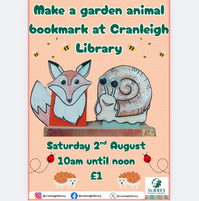 Cranleigh Library (@cranleighlibr) on Twitter photo Next Saturday we are making funky animal bookmarks! Next Saturday we are making funky animal bookmarks!