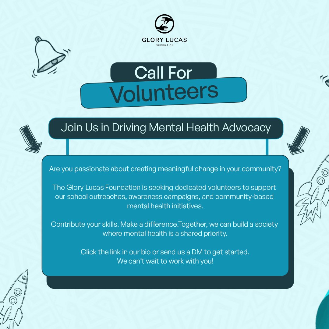 Glorylucasfound's tweet photo. Want to make a real impact in mental health advocacy?
Weโre calling for volunteers at the Glory Lucas Foundation.
Apply here: https://t.co/HskTKnre1x
#GLFVolunteers #MentalHealthInNigeria #VolunteerCall https://t.co/YW5snzFR8U