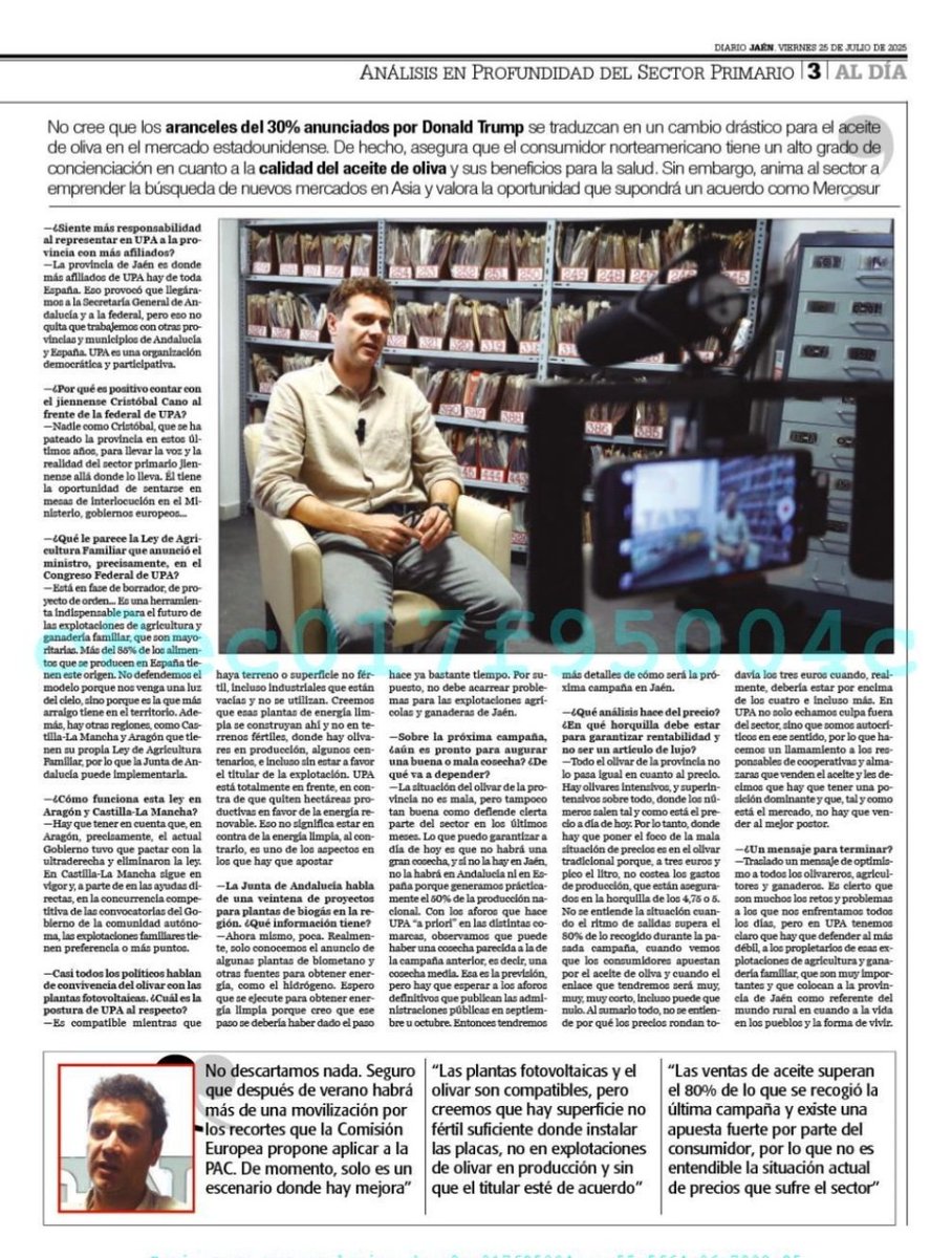UPA ANDALUCÍA (@upaandalucia) on Twitter photo <a href="/DiarioJAENes/">Diario JAÉN</a> publica hoy una extensa y muy completa entrevista a nuestro secretario general, <a href="/jesuscozarupa/">Jesús Cózar Pérez</a>, en la que habla de #PAC, de precios en origen, de #OlivarTradicional y de mucha #AgriculturayGanaderíaFamiliar. #UPAAndalucíaMásNecesariaQueNunca <a href="/DiarioJAENes/">Diario JAÉN</a> publica hoy una extensa y muy completa entrevista a nuestro secretario general, <a href="/jesuscozarupa/">Jesús Cózar Pérez</a>, en la que habla de #PAC, de precios en origen, de #OlivarTradicional y de mucha #AgriculturayGanaderíaFamiliar. #UPAAndalucíaMásNecesariaQueNunca