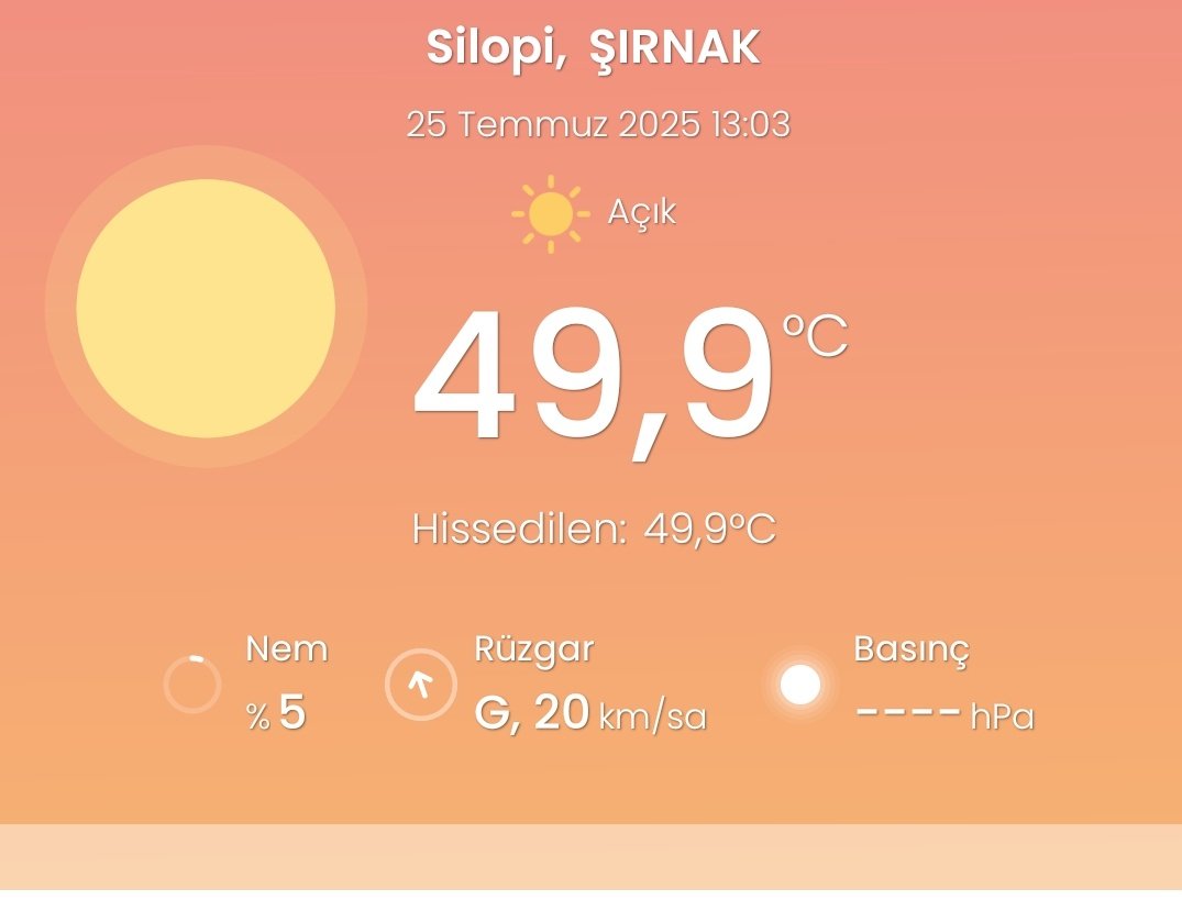 Şırnak silopi Türkiye sıcaklık rekoru kırdı.