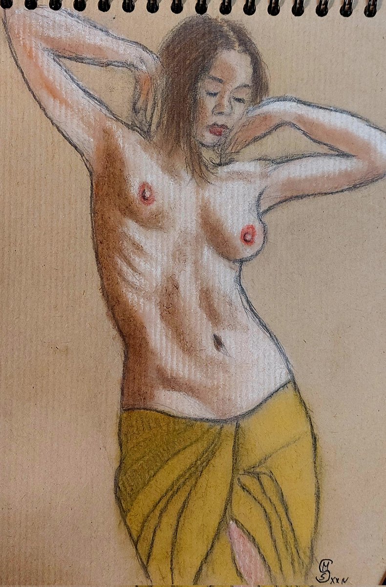 Ein Moment der Ruhe, eingefangen in Pastell und Bewegung.
Diese Zeichnung entstand aus dem Gefühl.
#Aktkunst #Pastellzeichnung #Ästhetik #Skizzenbuch #Figurzeichnung"