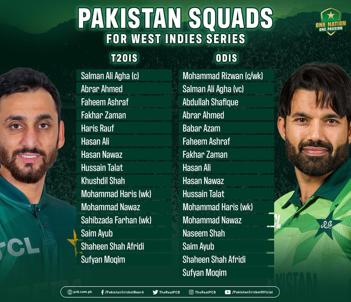 imransiddique89's tweet image. Breaking
Pakistan ODI and T20 Team Announced against West Indies
Rizwan to captain Pakistan in ODIS
Babar and Shaheen Included
Shaheen included in T20 squad too