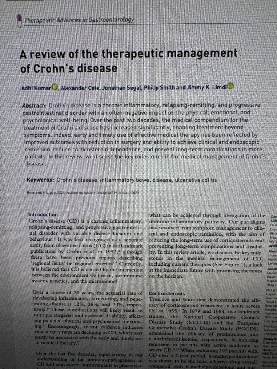 4th week of <a href="/gadeccu/">GADECCU</a> course about clínical and surgical management of IBD for <a href="/latamccr/">Cx Colorrectal Colaborativa LATAM</a> .

And what a day - <a href="/Bealoquebea/">Beatriz Gros</a> giving a Stelar presentation on medical management of Crohn’s disease 💯💯.

Looking for manuscripts to attach to this great presentation, came to this great