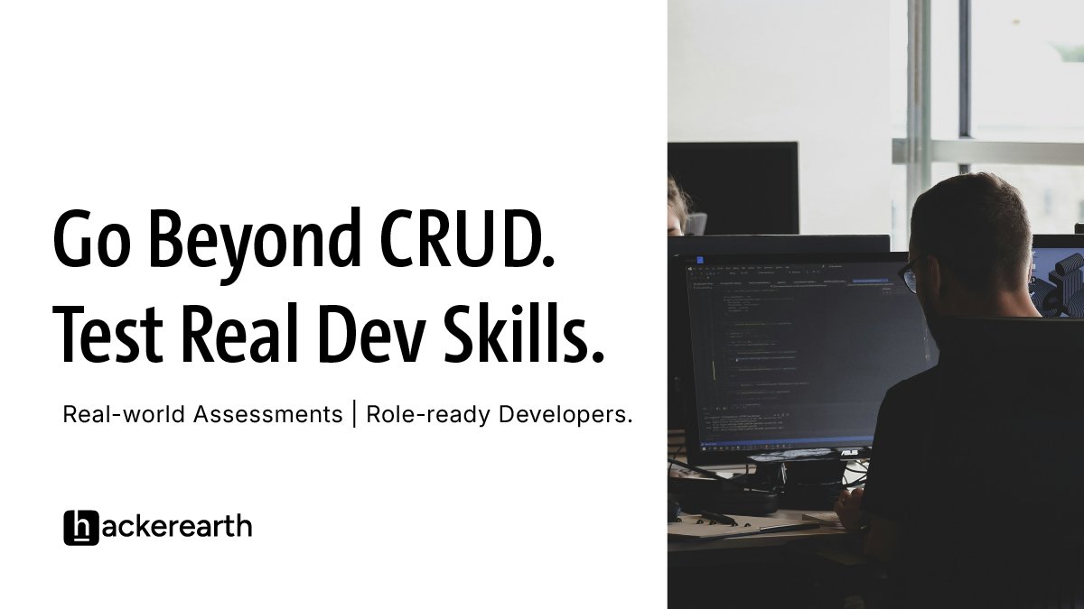 HackerEarth's tweet image. 💼 CRUD isn&apos;t enough.
HackerEarth’s Non-CRUD assessments test real-world logic in Spring, React, and Flask—exactly what your devs need on day one.

#TechnicalHiring #DevSimulations #DeveloperSkills