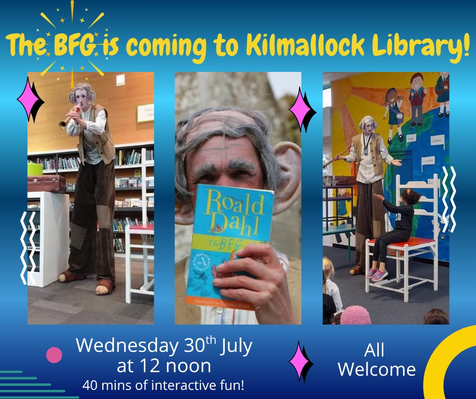 limklibraries's tweet image. Really looking forward to welcoming Arran Towers back to #LimerickLibraries next Wednesday, 30th July. No booking required for these family friendly shows and all are welcome 🤗

📌 #KilmallockLibrary @ 12pm
📌#CappamoreLibrary @ 3pm

#SummerStars✨ #TheBFG #TallestSmallestCircus
