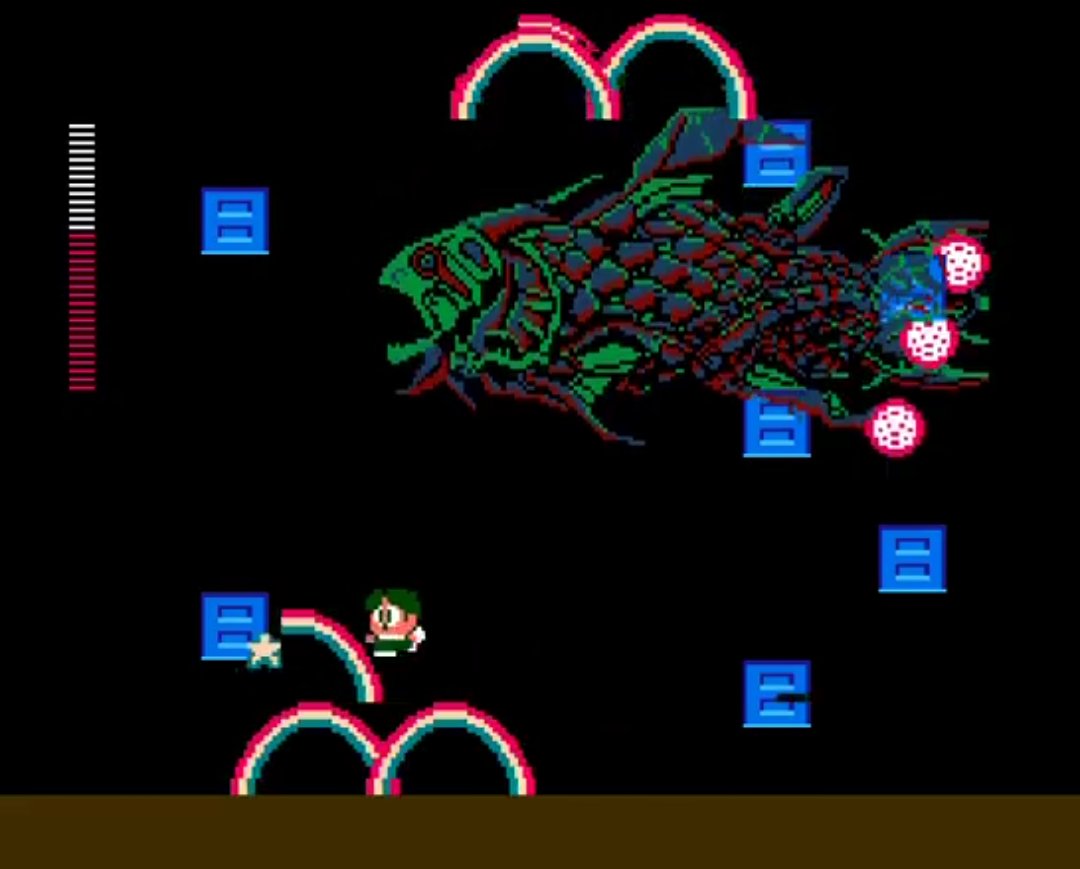 fami_maga2's tweet image. 『レインボーアイランド』は、1988年7月26日にタイトーよりファミコンで発売
暗黒大魔王によって支配されたレインボーアイランド。バブルボブルで、無事に両親と再会できたバビーとボビーは、秘宝ダイヤモンドロックを探すため、虹を架ける魔法を武器に大冒険!ビッグダイヤを7つ揃えて奇跡を起こせ!!