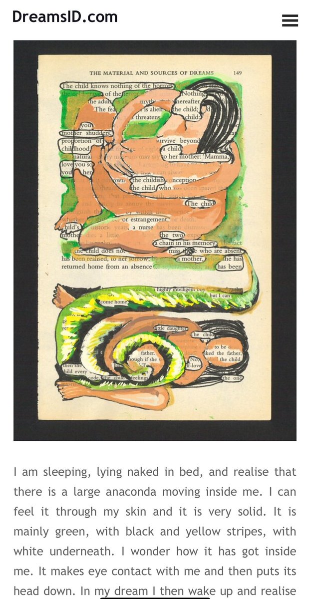 dreamsid's tweet image. Dream of an anaconda with false awakening to a dream of pregnancy. Thanking the dream sharer & all attendees at our dream salon hosted by @DRI_CCPE Centre for Counselling & Psychotherapy Education as part of their all-day CPD symposium.
dreamsid.com/gallery-of-dre…
@DreamScholars