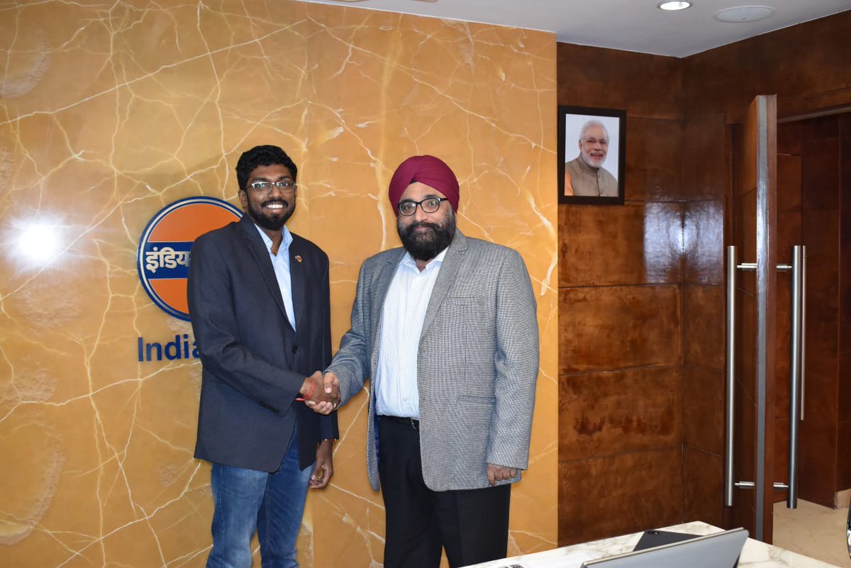 Inspiring to meet <a href="/ChairmanIOCL/">ChairmanIOC</a> sir in the Corporate Office. Heartened to see your support and  interest in Sports. I hope to make India and Indian Oil proud in my upcoming events! <a href="/sahneyas/">A S Sahney</a> <a href="/DirHR_iocl/">Director (HR), IndianOil</a> <a href="/DirMktg_iocl/">Director (Marketing), IndianOil</a> <a href="/IndianOilcl/">Indian Oil Corp Ltd</a> <a href="/EDTamilNadu/">V C Asokan</a> <a href="/Media_SAI/">SAI Media</a>