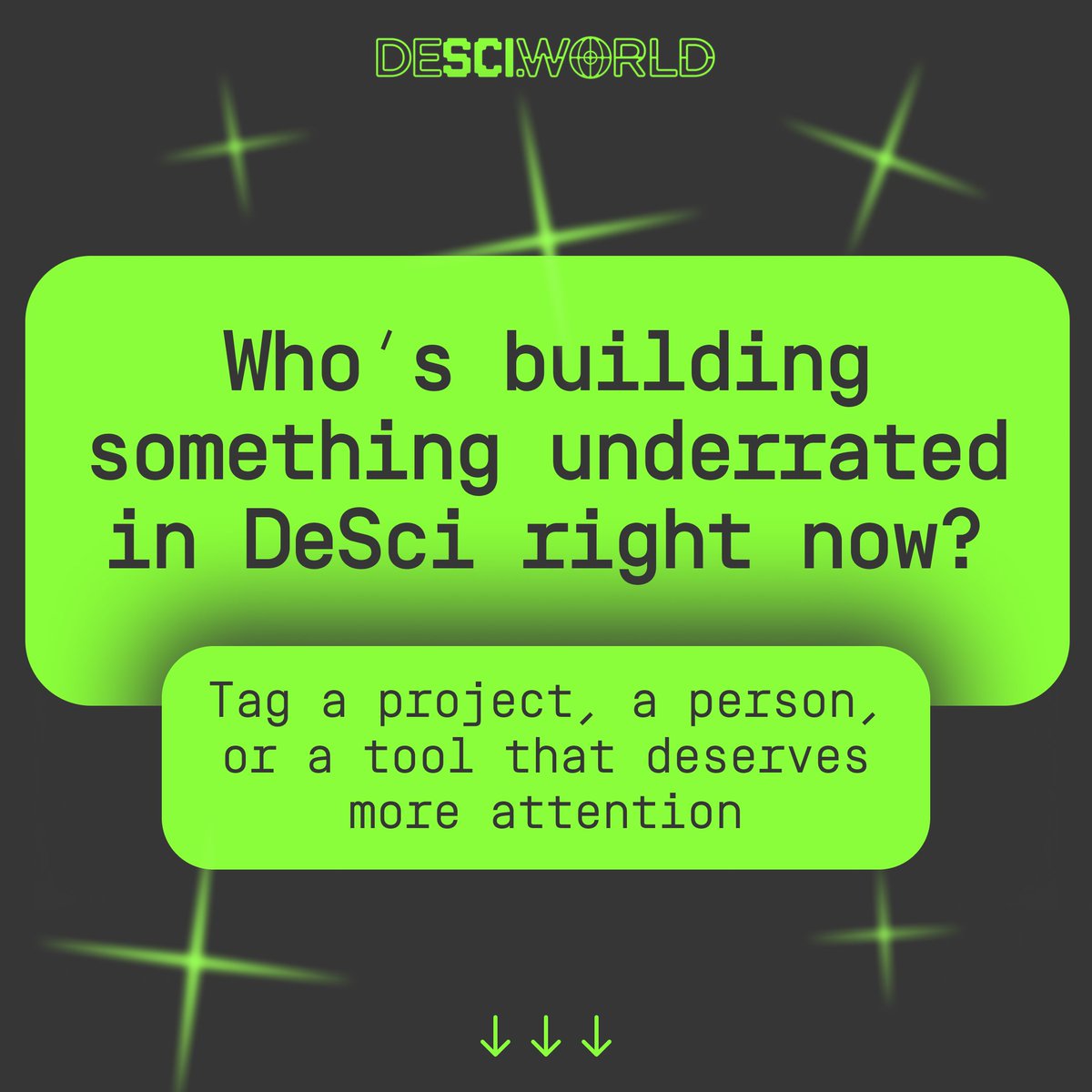 DeSciWorld's tweet image. Who are the underrated builders in DeSci right now?
Tag them ↓
