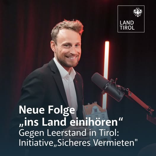 #InsLandeinhören: Neue Folge des #LandTirol Podcasts ist online. Dieses Mal zu Gast: Projektleiter der Initiative #SicheresVermieten #inTirol
👉tirol.gv.at/podcast, auf dem YouTube-Kanal youtube.at/unserlandtirol und allen gängigen Podcast-Plattformen tirol.gv.at/presse/meldung…
