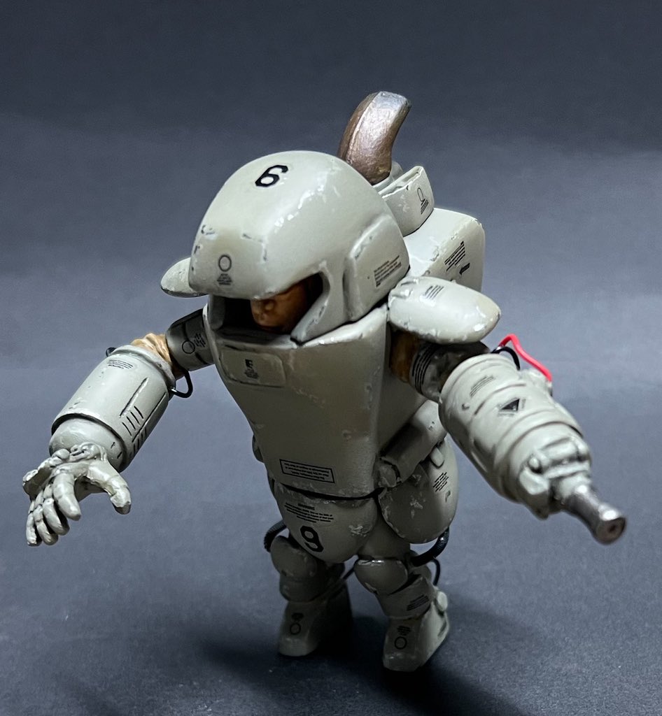 sachiusu's tweet image. 夏ワンフェスさちうす堂の新作はすんたらAFSです。SF3Dオリジナルの衝撃!横山先生作例のオリジナルモデルをリスペクトしています!2〜4枚目の写真はサテライトデカール を使用しダメージ塗装しています!
#WF2025S
#マシーネン