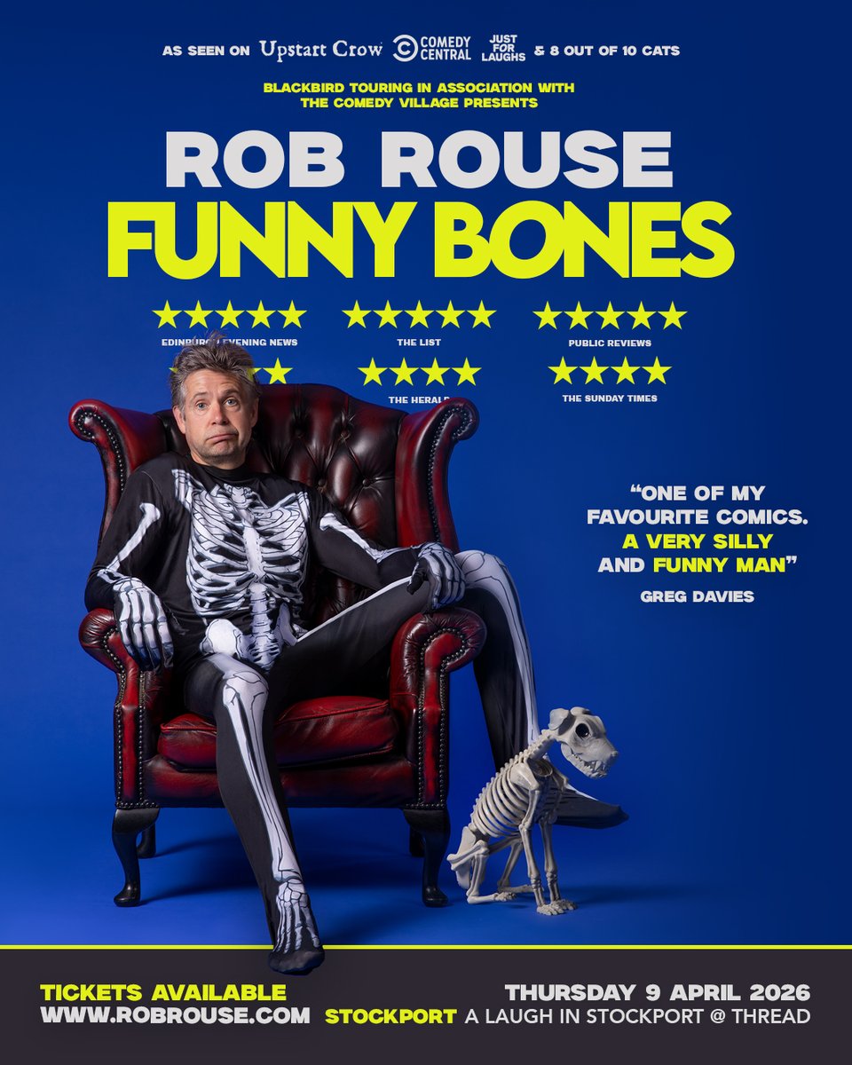 a Laugh in Stockport comedy club (@alaughstockport) on Twitter photo Rob Rouse: Funny Bones āĀ UK Tour Show āĀ coming to Thread #Stockport Thurs 9th April š„
Star of BBCās Upstart Crow, 8 Out of 10 Cats, Friday Night Project and Daveās One Night Stand.
āHeās a man with genuinely funny bonesā ā The Sunday Times
On sale now: wegottickets.com/event/668551 Rob Rouse: Funny Bones āĀ UK Tour Show āĀ coming to Thread #Stockport Thurs 9th April š„
Star of BBCās Upstart Crow, 8 Out of 10 Cats, Friday Night Project and Daveās One Night Stand.
āHeās a man with genuinely funny bonesā ā The Sunday Times
On sale now: wegottickets.com/event/668551