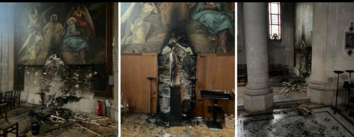 GilbertCollard's tweet image. L’église Notre-Dame des Champs, située dans le 6e à Paris, a été la proie d'un incendie criminel jeudi peu avant 17 heures : la haine contre les chrétiens et les Juifs embrase la France !
