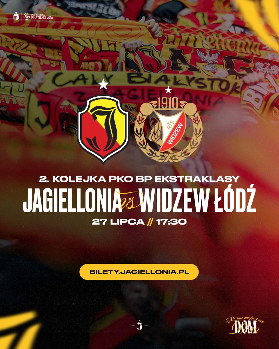 Jagiellonia1920's tweet image. Do meczu z Widzewem Łódź już mniej niż doba, ale to wciąż trochę czasu na kupienie biletu. 👋 Czekamy na Was przy Słonecznej!
📲 Online: bilety.jagiellonia.pl
📍 Stacjonarnie: #JagaFanShop, ul. Lipowa 12
⚔️ #JAGWID
📅 Niedziela, 27 lipca, godz. 17:30
🏟️ #ChortenArena
🟡🔴…