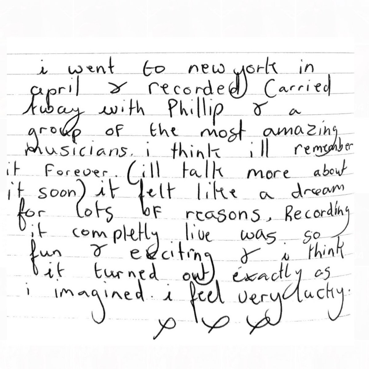 it’s out!! i love this song and i think about the writing and recording process everyday it was made with so much love and excitement and care and all done live in a room in new york with the most amazing people i will talk about it forever i think. 🦋❤️nellmescal.lnk.to/CarriedAway