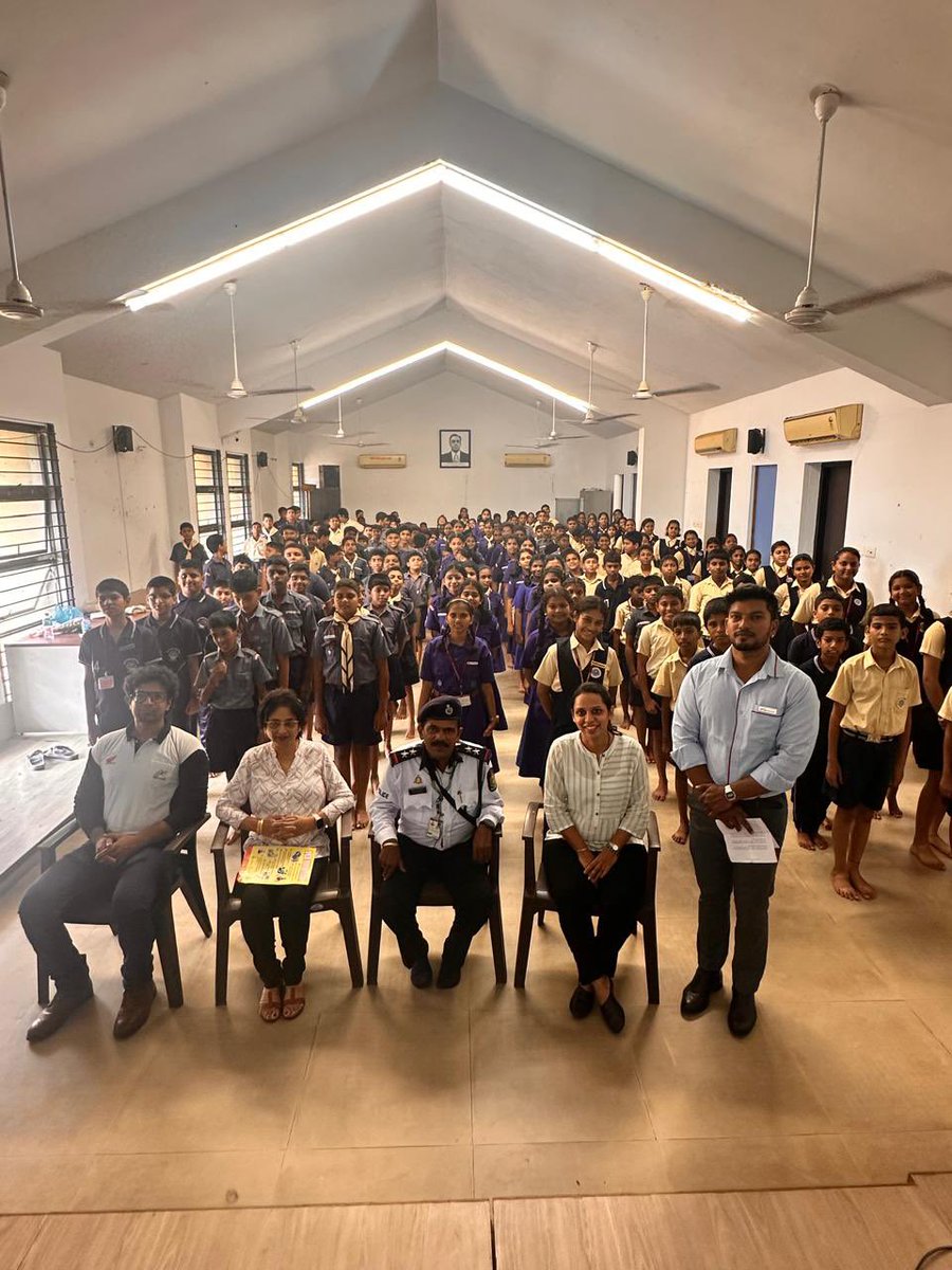 PSI Tukaram Mandrekar of Traffic Education Cell Delivered lecture on Road Safety to students of Mustifund High School , Cujira Bambolim during programme organised by Priority Honda.