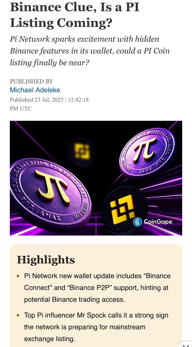 Pi Network may have just teased its most significant move yet, a potential  integration with Binance that could finally bring PI coin to millions of  global traders. This is had reignited rumors