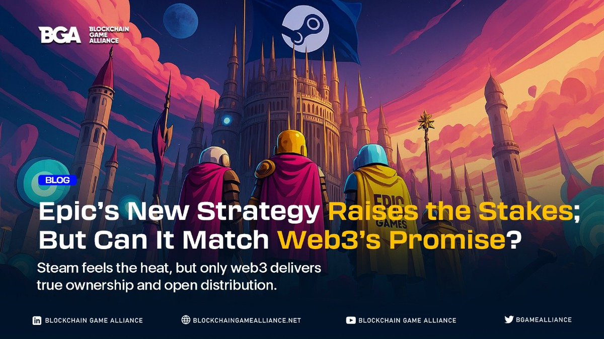 BGameAlliance's tweet image. Epic Games just hit devs with 100% rev share on the first $1M, then 88/12 after. 💰

🎮  Steam’s 70/30 looks ancient - but can Epic match Web3’s promise of true ownership?  

Economics ≠ sovereignty. 
Players still need portability, devs still need open rails.  

Read more. 📰…