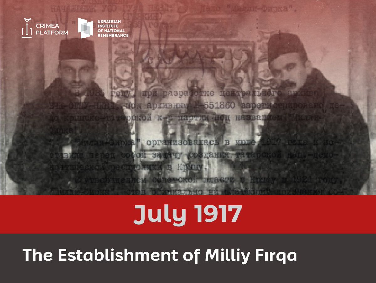 📆 This July marks 107 years since the founding of Milliy Fırqa — a political movement that became the voice of the Crimean Tatar people during a time of collapsing empires and revolutionary upheaval. Its emergence was a response to centuries of oppression and a symbol of