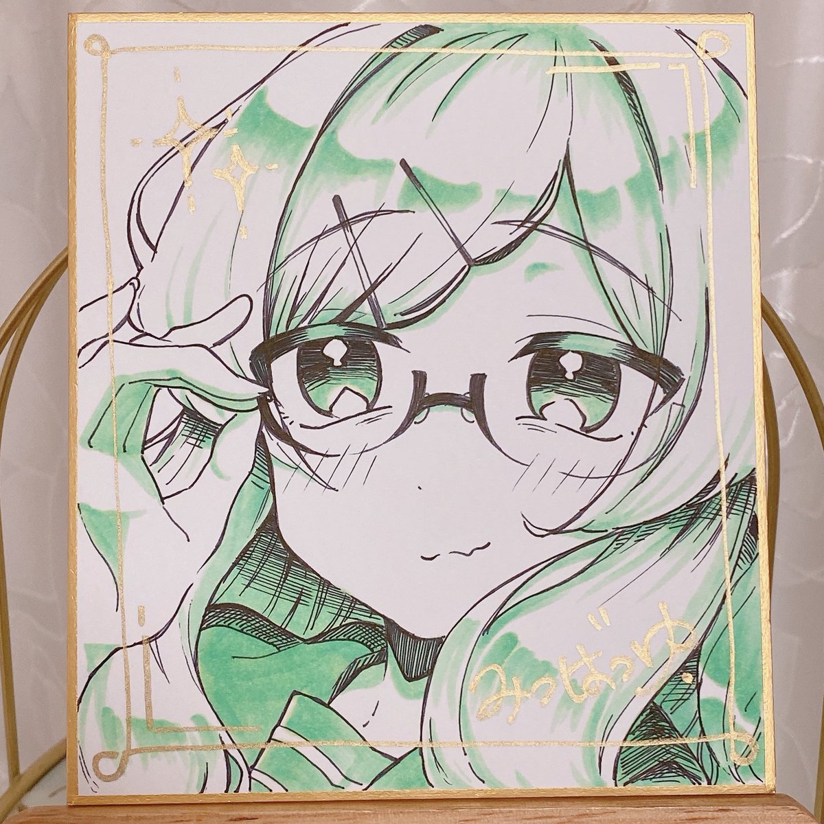 chakitsume's tweet image. 色紙こんな感じです☺️めっちゃ可愛く描けた☺️